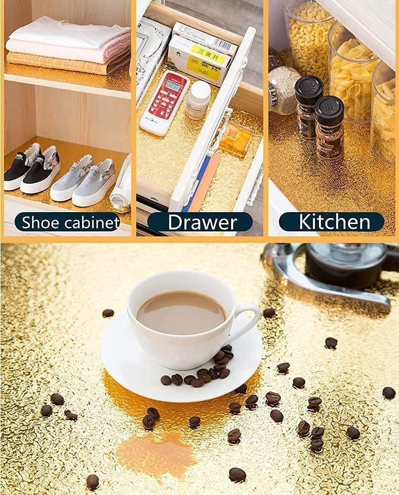 InstantSale Golden Foil Kitchen Wallpaper Stickers Self-Adhesive