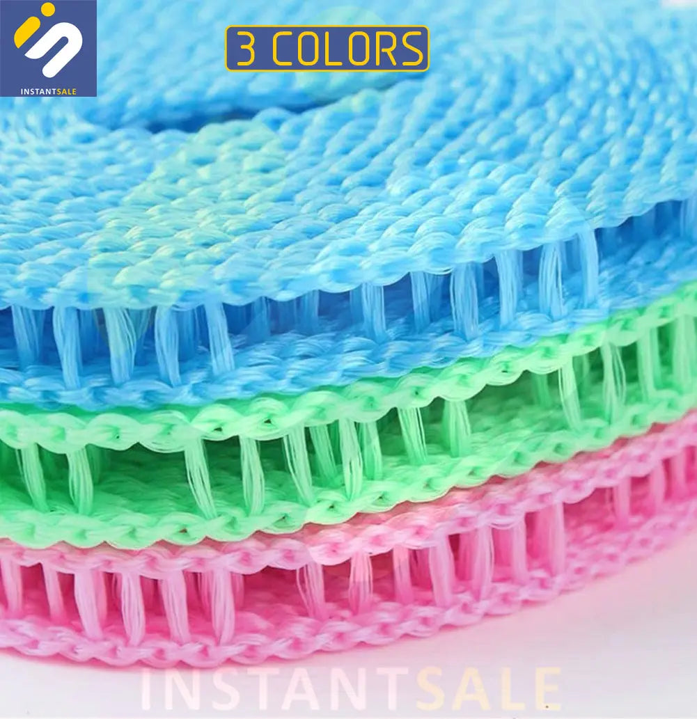 InstantSale Clothesline Drying Rope Blue Green Pink