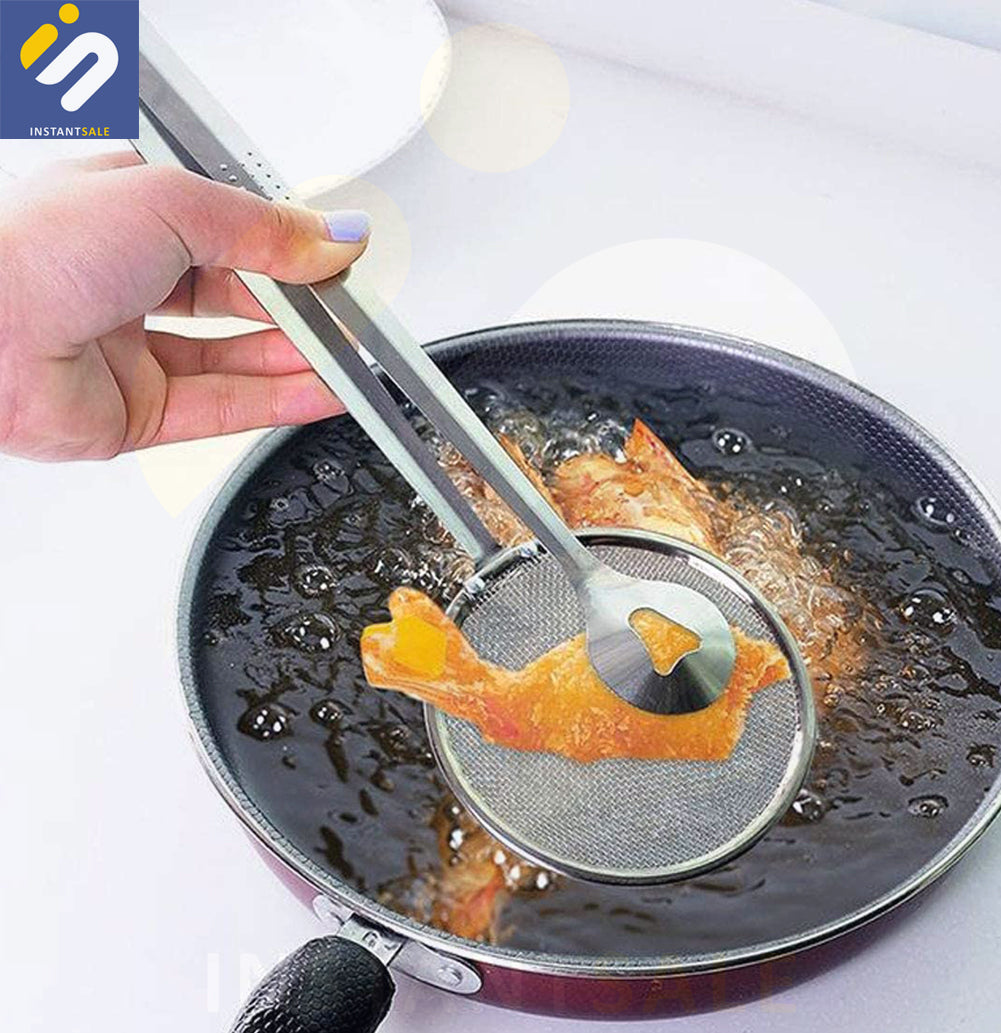 INSTANTSALE  | Multi functional Stainless Steel Filter Spoon With Clip and Oil Refrain Filter Frying BBQ Spoon Kitchen InstantSale