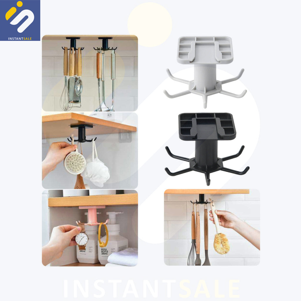 Under Cabinet Utensil Holder 6-Claw Position Can Be 360-Degree Rotation Hook InstantSale