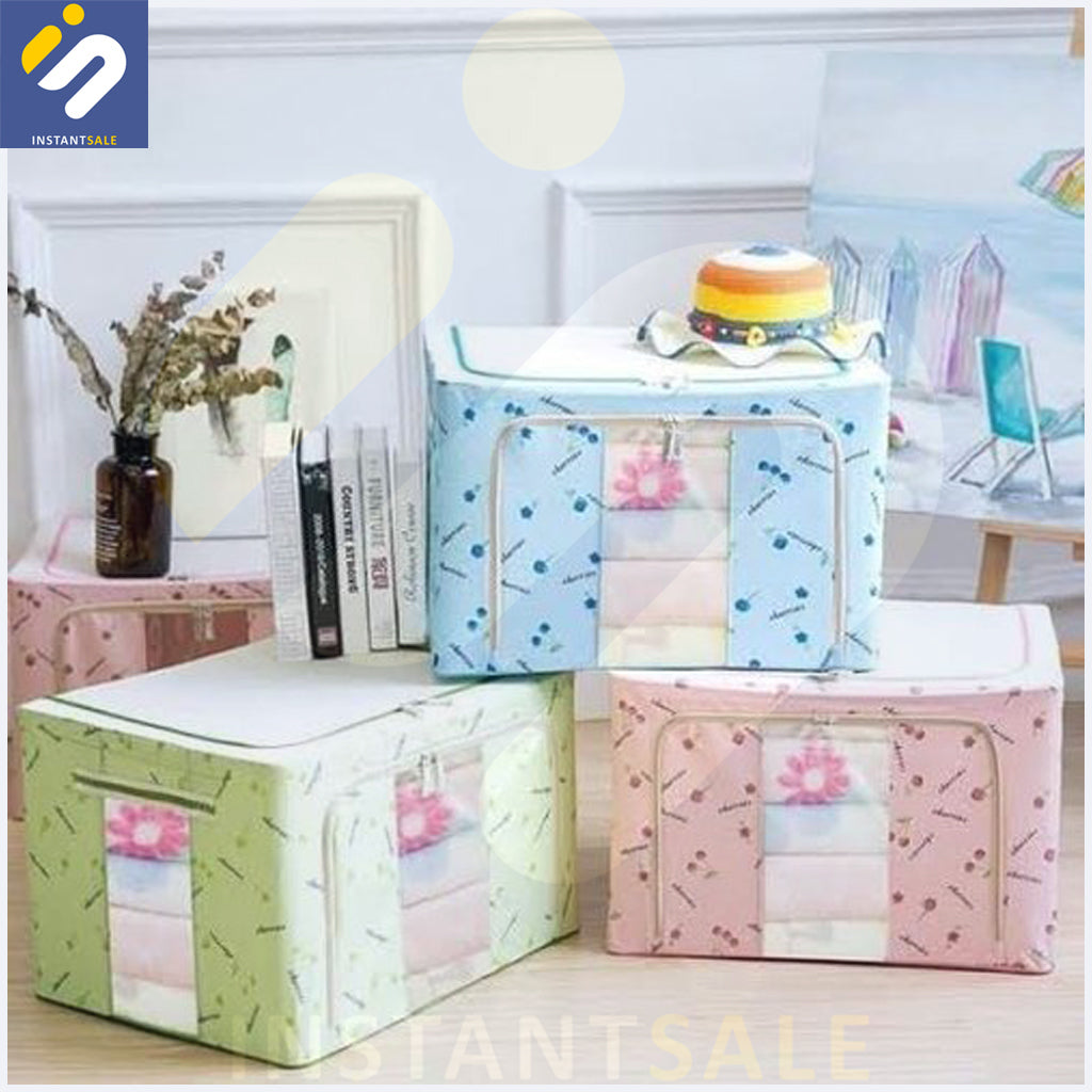 66L Storage Waterproof Clothes Storage Container Wardrobet Steel Frame Storage Box Oxford Cloth Storage Box InstantSale