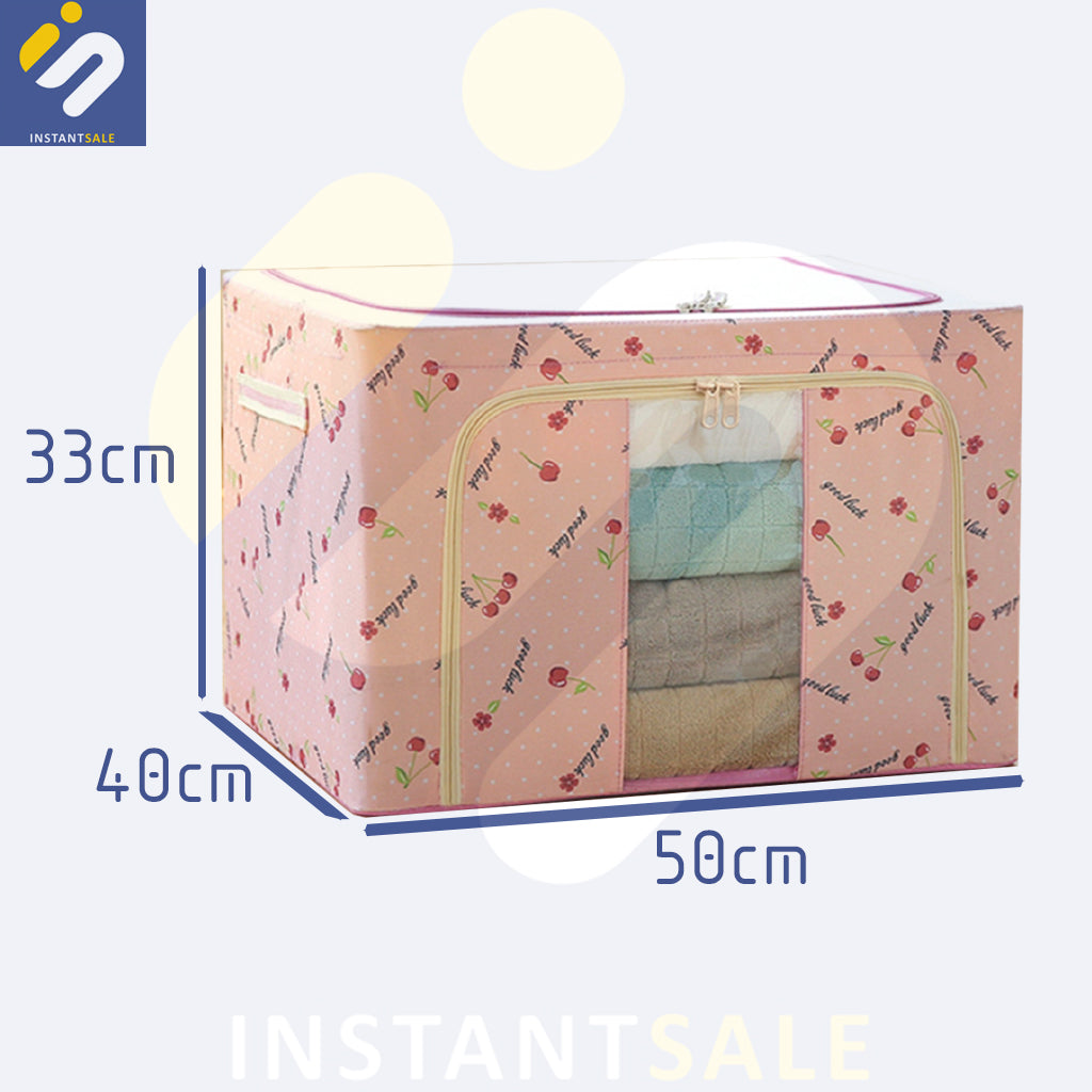 66L Storage Waterproof Clothes Storage Container Wardrobet Steel Frame Storage Box Oxford Cloth Storage Box InstantSale