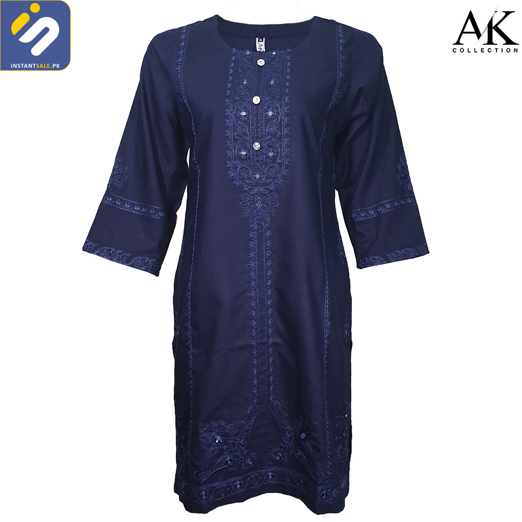 Viscous Khadar Fabric Embroidered Stitched Shirt Kurti, Mirror Embroidery, IS252a AK Collection