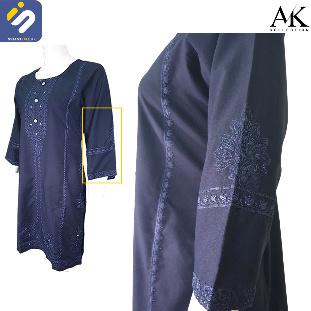 Viscous Khadar Fabric Embroidered Stitched Shirt Kurti, Mirror Embroidery, IS252a AK Collection