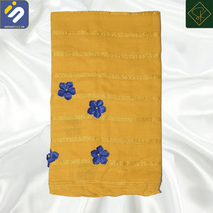 InstantSale SK IMPORTED FANCY FLOWERS VISCOSE HIJAB, STALLER DUPATTA, SCARF PAKISTAN MUSTARD