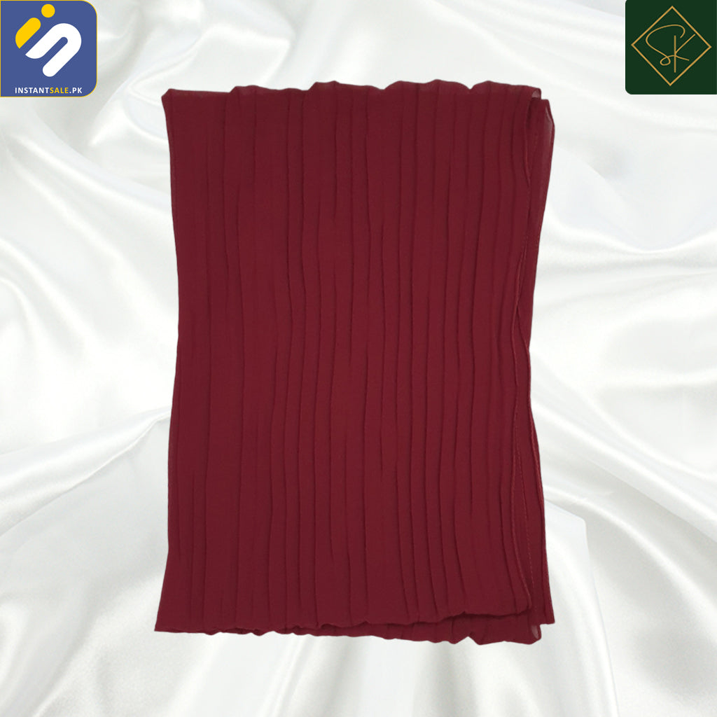 InstantSale.PK SK IMPORTED PLAIN CRINKLE CHIFFON SCARF, HIJAB, STALLER, DUPATTA, SCARVES, SK105 MAROON