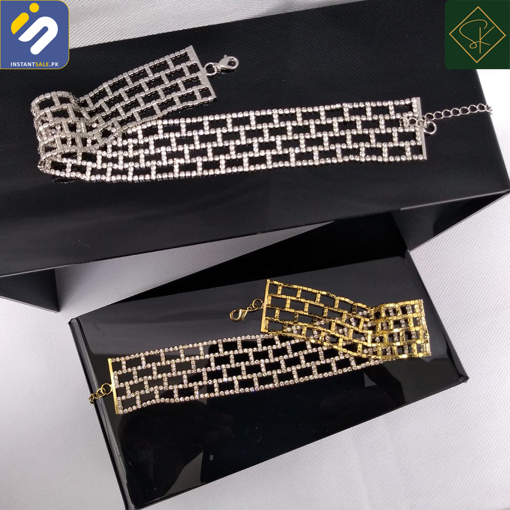 Products SK Imported Rhinestone Choker Necklaces Silver Sparkling Diamond Choker Crystal Rhinestone Glitter Necklace Gold Plated Jewelry Gifts for Women Girls Bridal Wedding Bridesmaid