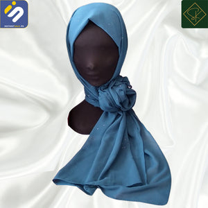 InstantSale.pk SK IMPORTED FANCY GLITTERING CHIFFON SCARF, HIJAB, STALLER, DUPATTA, SCARVES  aqua blue