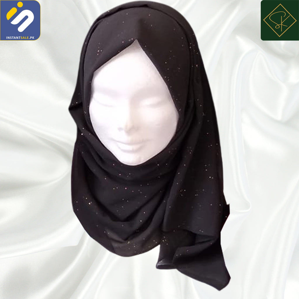 InstantSale.pk SK IMPORTED FANCY GLITTERING CHIFFON SCARF, HIJAB, STALLER, DUPATTA, SCARVES  black