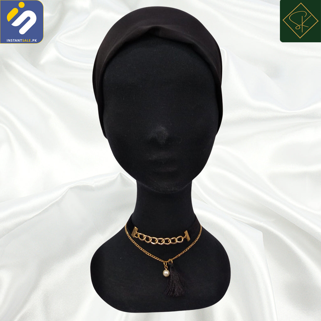 InstantSale.pk | SK IMPORTED BLACK VELOUR CORD GOLD TONE CHAIN WITH TASSEL CHOKER NECKLACE, J304 PAKISTAN