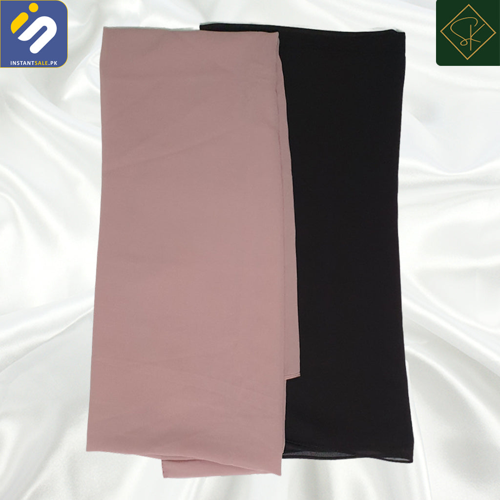 InstantSale.PK | SK IMPORTED PLAIN CHIFFON SCARF, HIJAB, STALLER, DUPATTA, SCARVES, SK110 BLACK AND PINK