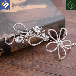 InstantSale.pk | SK Imported Crown Wedding Hair Trendy Silver Color Flower Rhinestone Crystal Wedding Headband Hairpins Bridal Tiara Women Hair Jewelry Wedding Hair Accessories