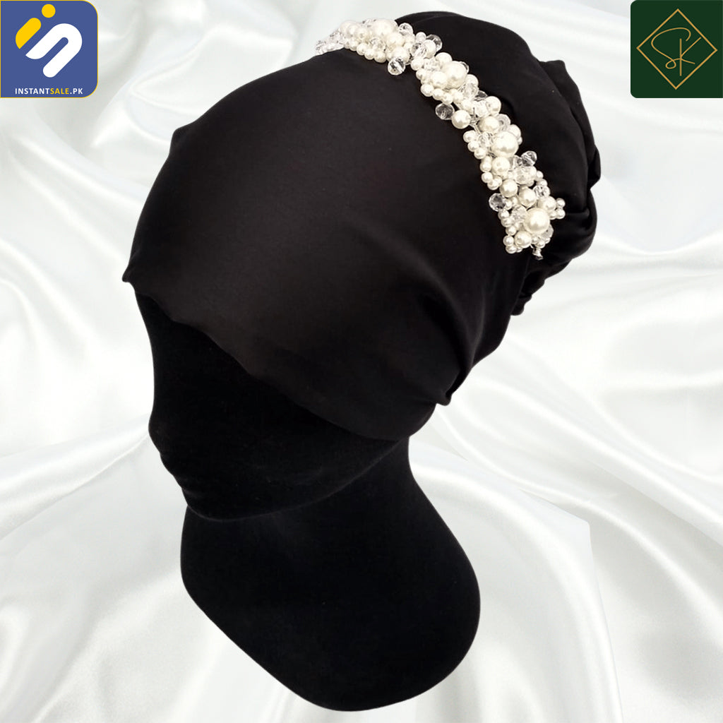 SK Imported White Elegant Bridal Wedding Hair Accessories Crystal Pearl Flower Girl Hijab Headband Ribbon Headpiece Hair Jewelry Accessories